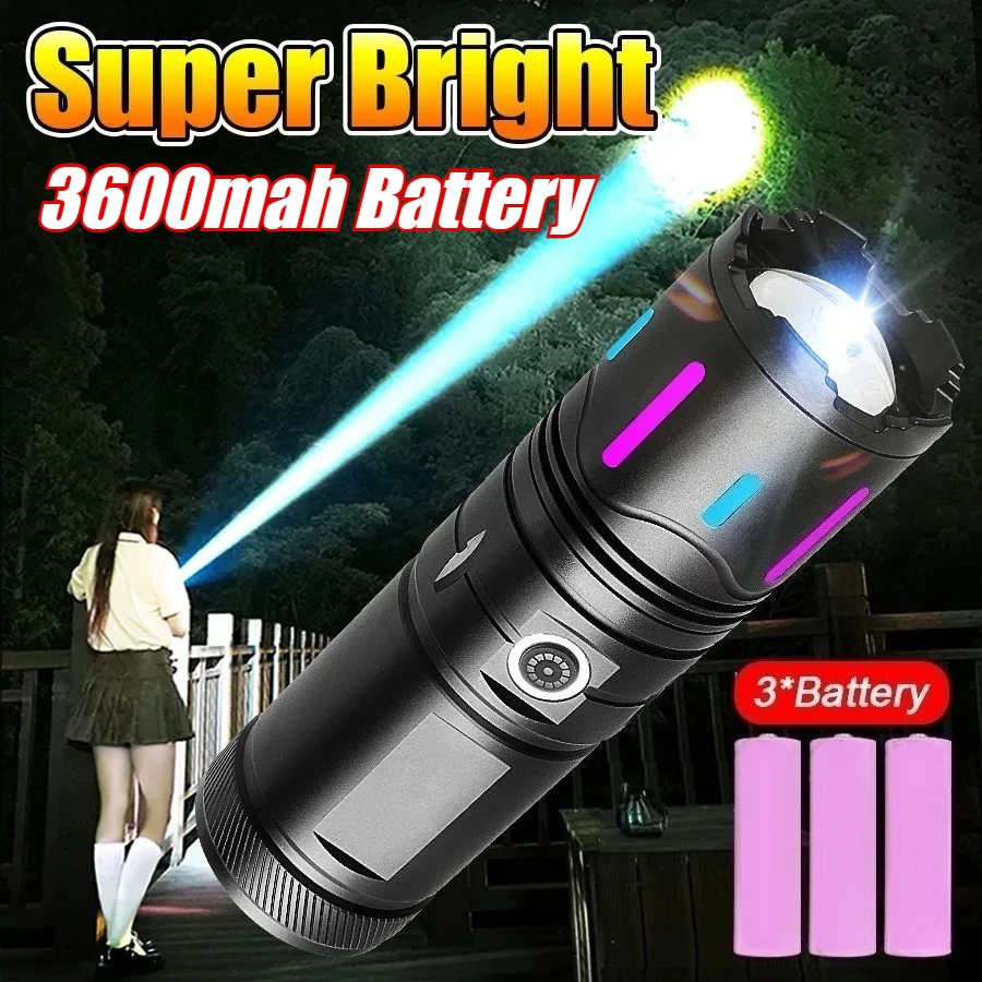 

Powerful Outdoor LED Rechargeable Flashlight COB Tail Light 6 Modes Super Bright Hand Torch Fishing & Auto Repair Work Lamp