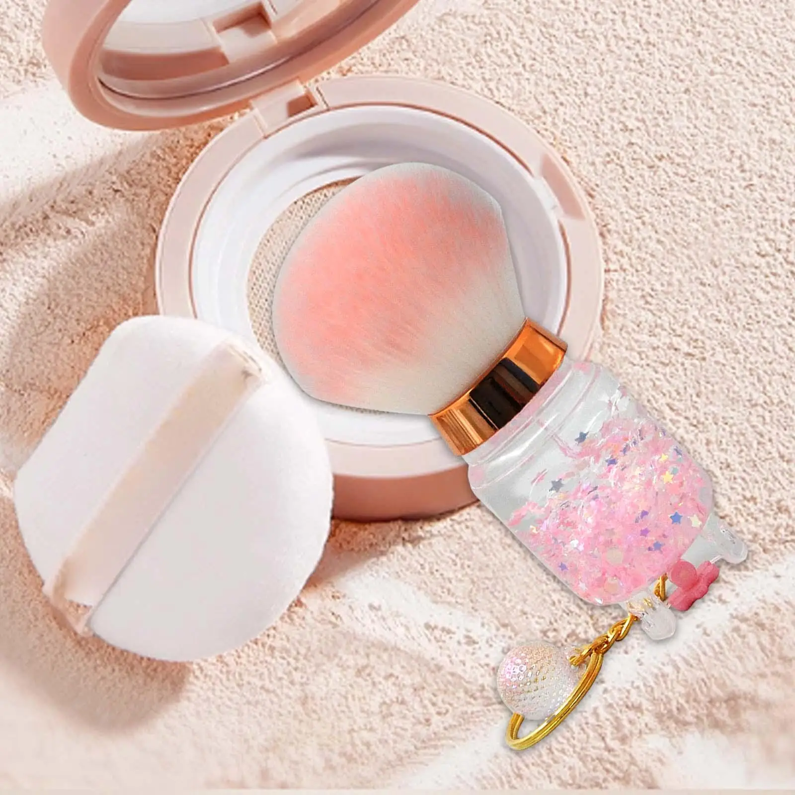 فرشاة مكياج متعددة الوظائف بشعيرات ناعمة، فرشاة أحمر الخدود المحمولة، أداة بودرة الوجه لفناني مكياج السفر #3