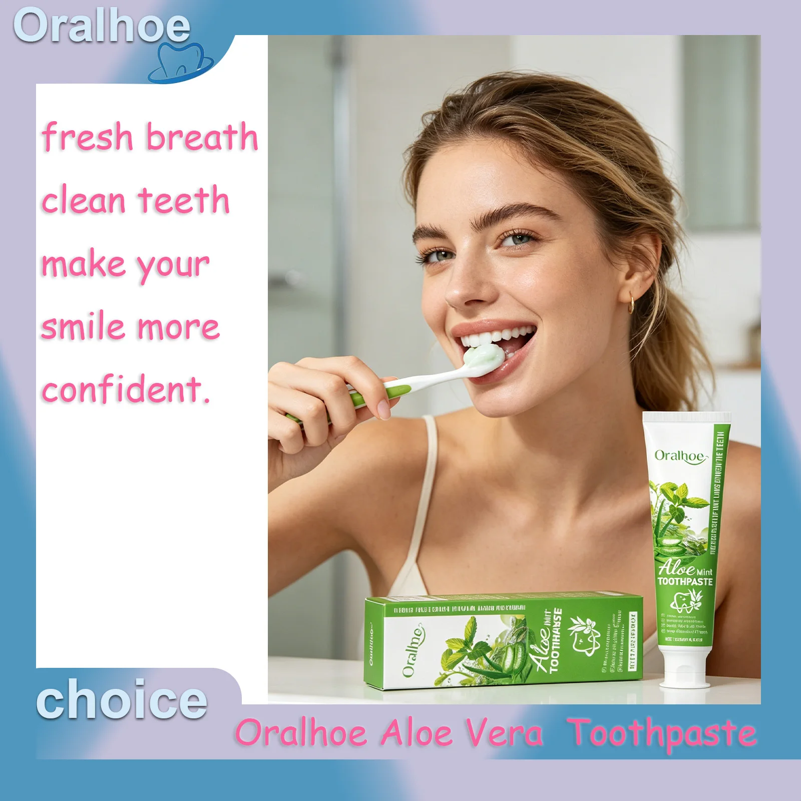 Oralhoe Aloe Vera  Toothpaste Gentle Care Cleans Teeth Removes Stains Yellowing Odor Fresh Breath Protects Teeth Daily Oral Care
