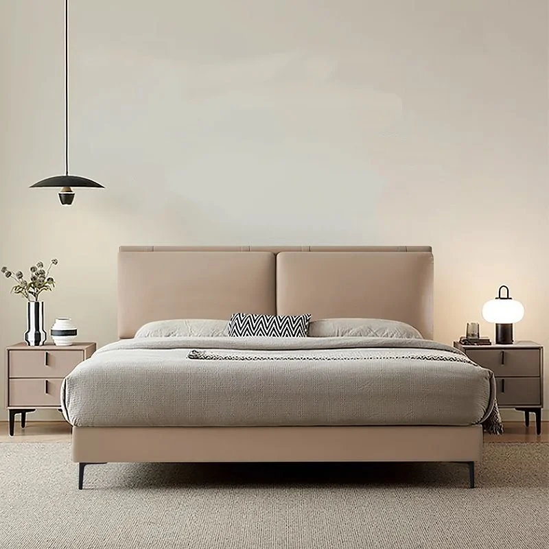 #Custom stylish design modern wood leather bed, suitable for elegant accommodation hotels, homestays and apartments