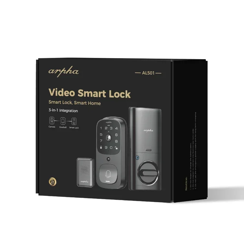 10000mah Smart Door Lock 3MP Waterproof Fingerprint Lock with WIFI, APP, Visual Doorbell, Suitable for All Types of Door