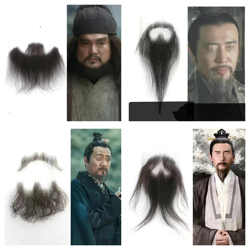 Good Quality Long Lace Fake Beard Falsa Cosplay Synthetic Lace Invisible Beards for Adults Men Realistic Makeup Lace Beards