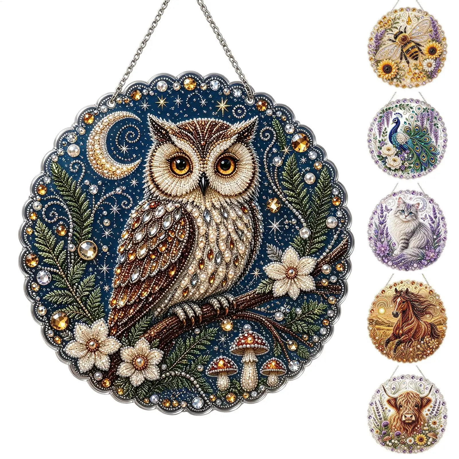 Perlen-Kunst-Sets für Erwachsene 3D-Diamant-Malerei-Bastelset Funkelnde Tier- und Blumen-Wanddekoration DIY Wohnzimmer-Fensterdekoration