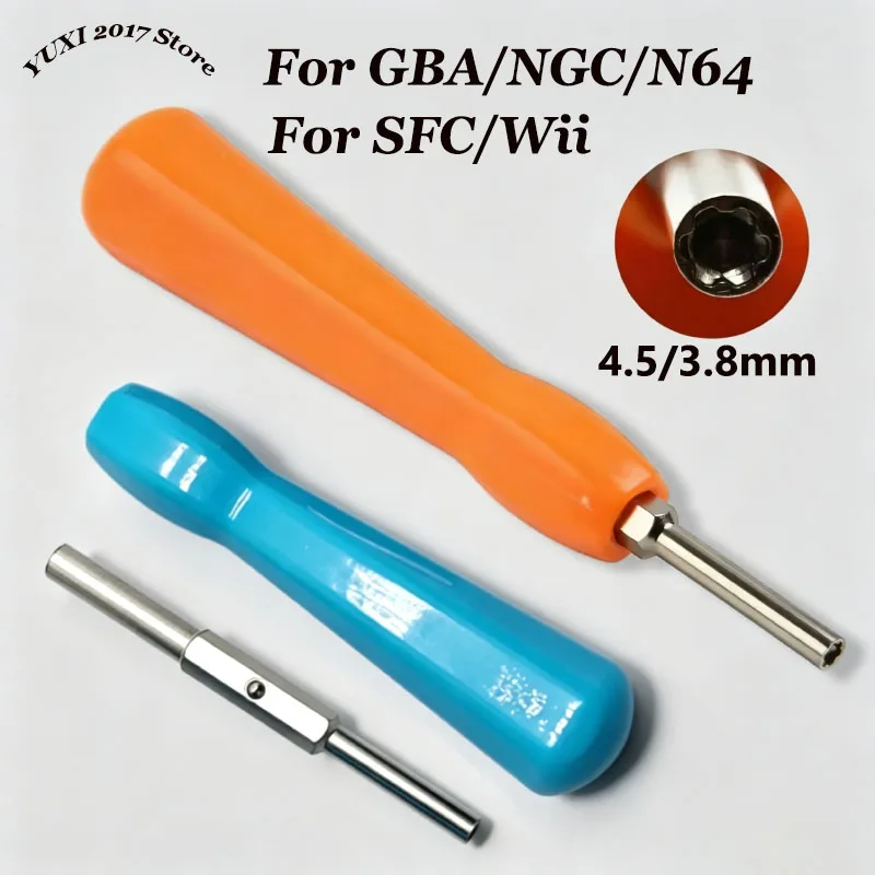 Tournevis de sécurité 2 en 1 avec embout 3,8/4,5 mm pour démontage et réparation de consoles de jeux GBA NGC N64 SFC Wii