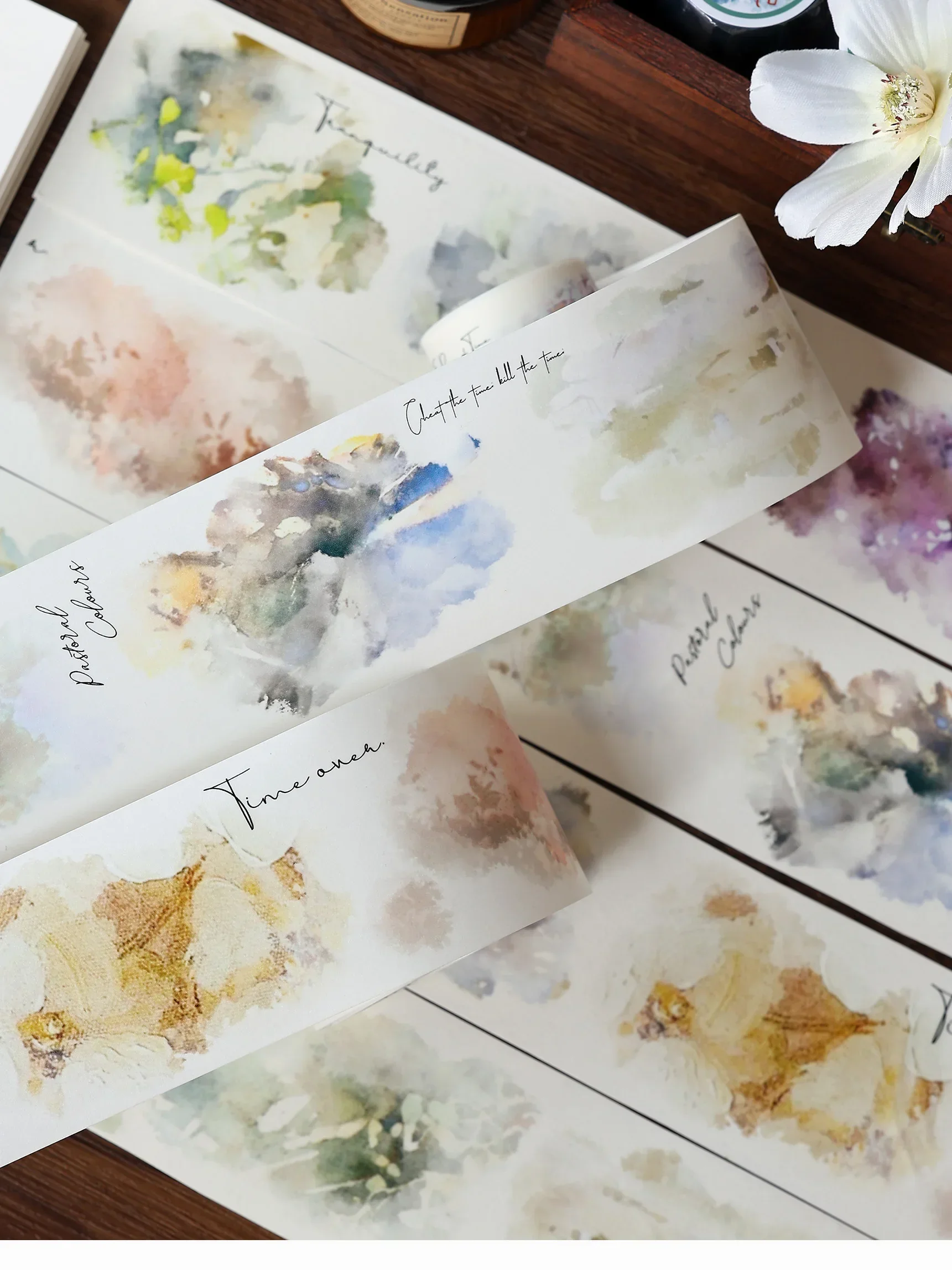 Color Imprint Light Retro Smudge Base Washi PET Journalbook Sticker Card Tape