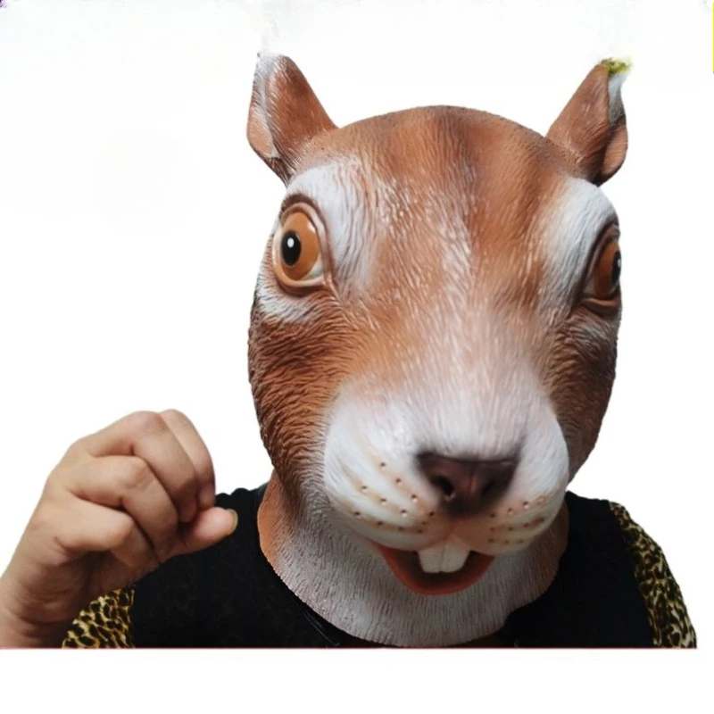 

Cute Brown Squirrel Mask Latex Squirrel Mask Headset Halloween Cosplay Animal Headsets Mask White Squirrel Masques