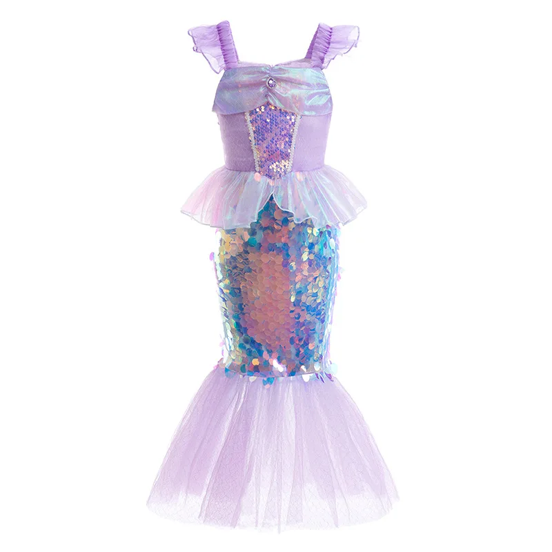 Kleine Meerjungfrau Ariel Prinzessin Kostüm Kinder Kleid für Mädchen Halloween Cosplay Kinder Geburtstags feier Kleidung Meerjungfrau Kleid