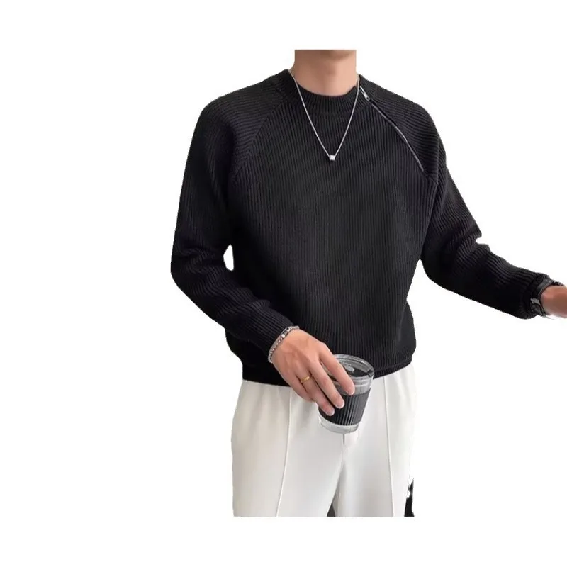 2025 جديد الخريف والشتاء بلوزة كاجوال سترة عصرية على الطراز الكوري فضفاضة ومتعددة الاستخدامات بلون ملابس رياضية للرجال