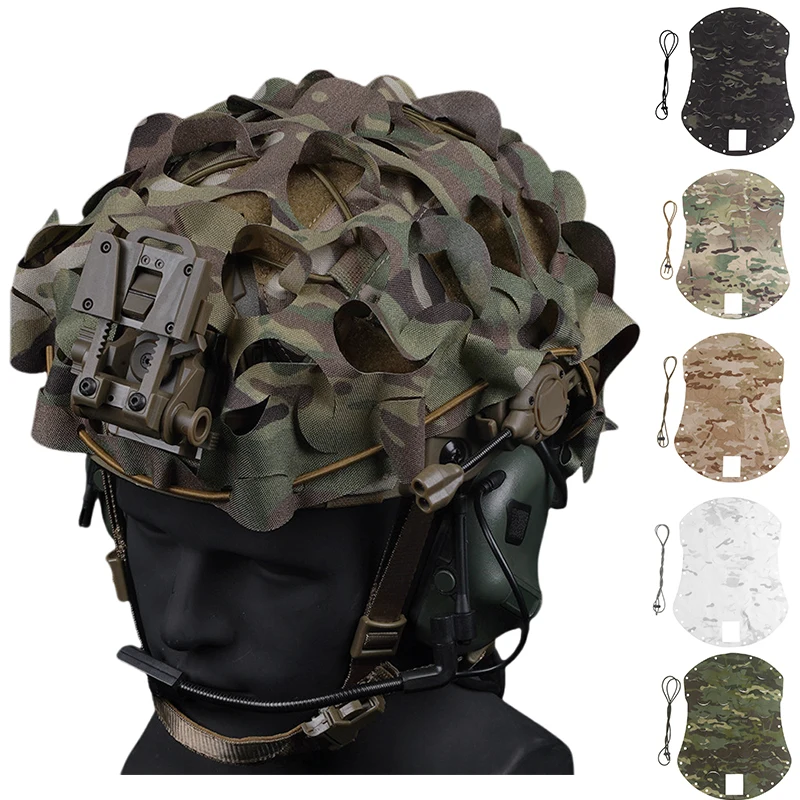 Airsoft Tactical Helmet Cover 3D Mesh Camo Laser Cut Leaf Shape Helmet Cloth Paintball Paratrooper Hunting Helmet Accessories