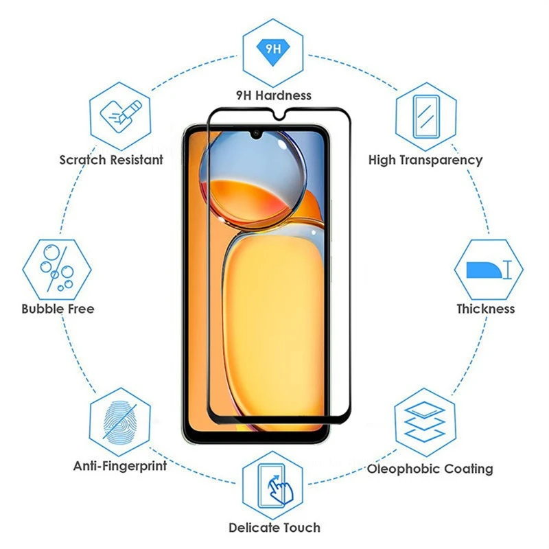 Защитное прозрачное стекло для экрана Redmi 13C 12C 10C 9C, 2 шт.