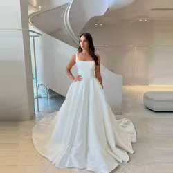 Graceful Wedding Dresses A Line Woman's Sexy Sleeveless Boat Neck Backless Bride Gowns Vestidos De Novia Customized Robe Mariée