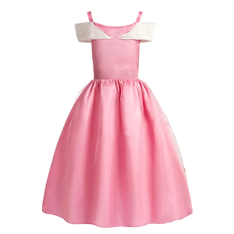 Mädchen Spaghetti-Träger Aurora Cosplay Kleid Set Dornröschen Kostüm für Geburtstag Halloween Karneval Party – Detail 4