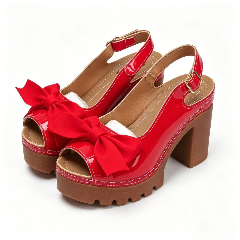 

New Women Super High Heel Sandals Elegant Fish Mouth Shoes Women Open Toe Buckle Chunky Heels Summer Female Sandals De Mujer