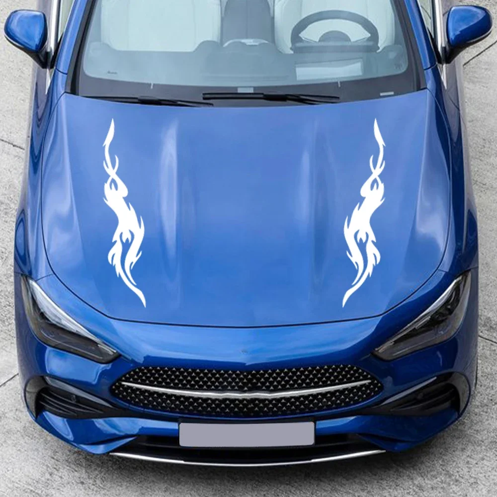 2PCS Creative Car Engine Hood Stickers Self-adhesive Vinyl Decals Waterproof PVC Car Body Bonnet Decoration Stickers Accessories