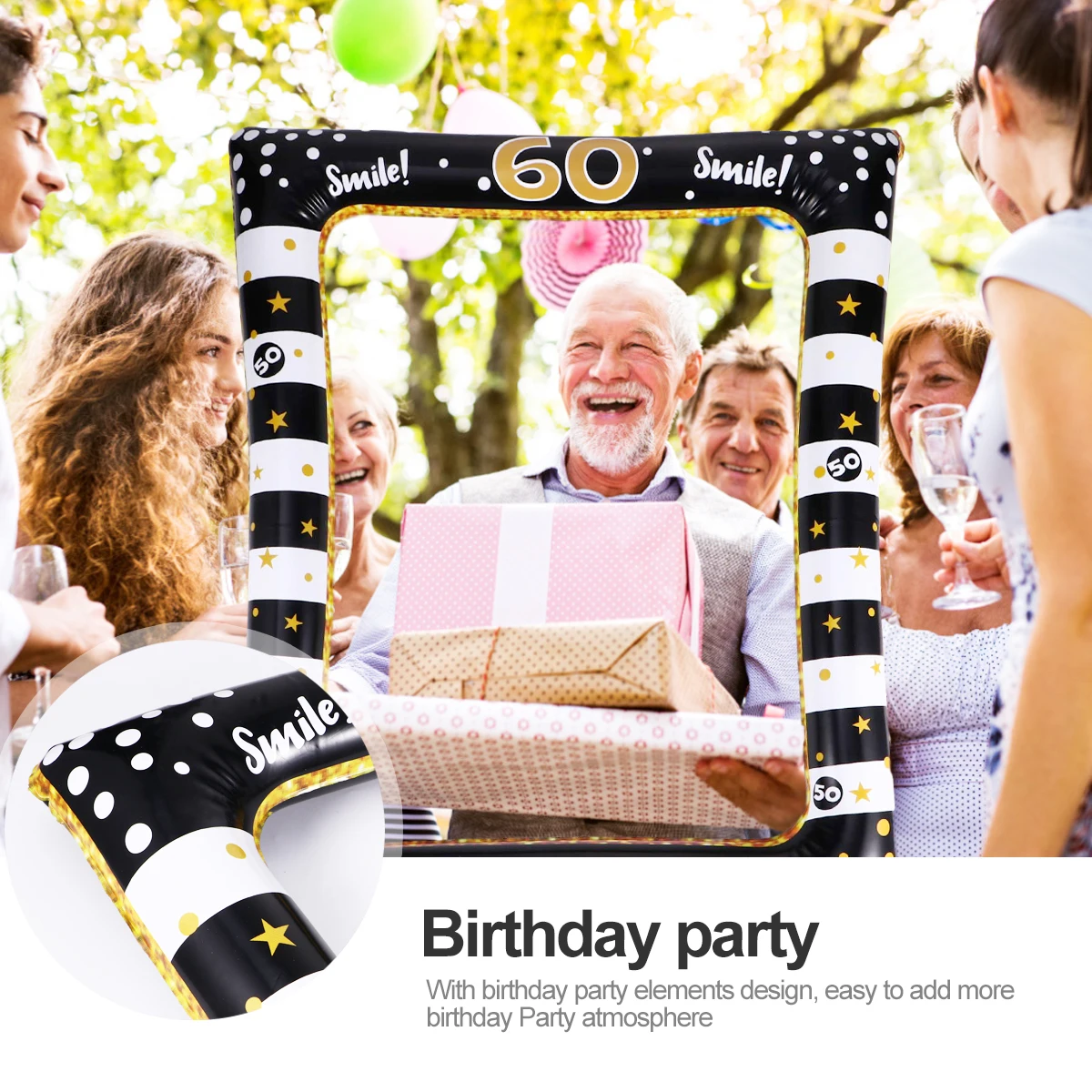 

1Pcs Inflatable Birthday Photo Frame Party Photo Props Made of Quality PVC Material Great Costume Prop for Masquerade Carnival