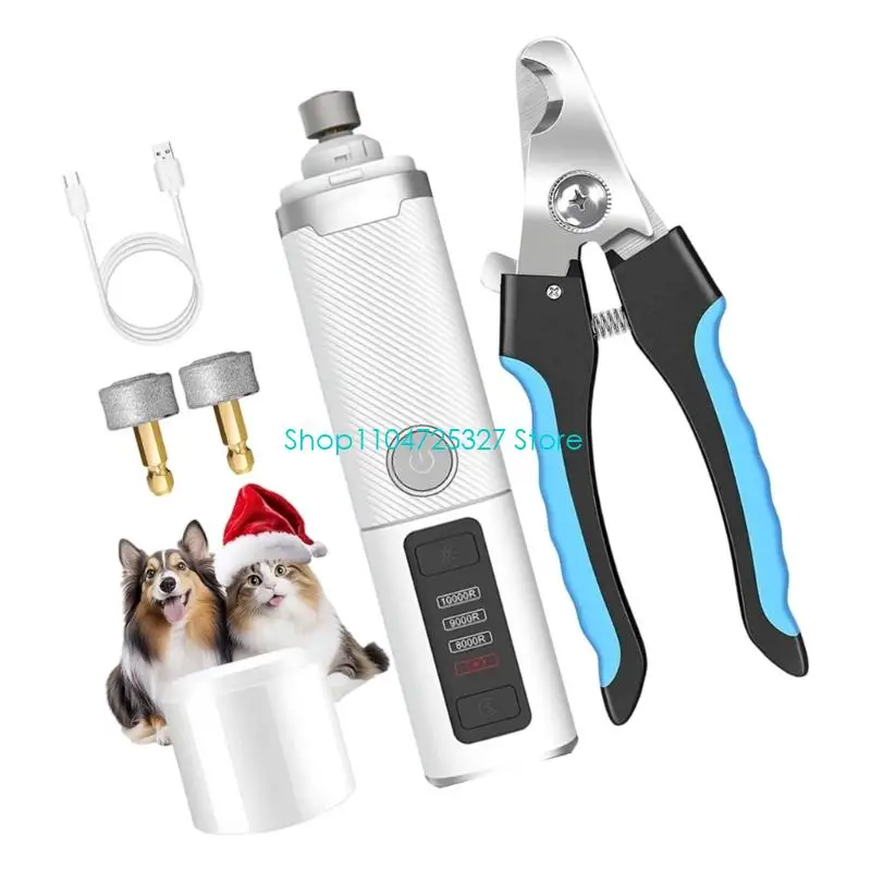 D8KF Handheld pet file set with LED light and filing attachments