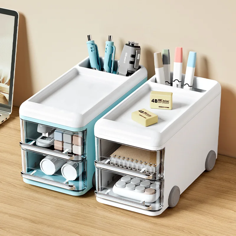 Pen holder multifunctional grid desktop cosmetic storage box, student dormitory desk, stationery, colored pen storage bucket