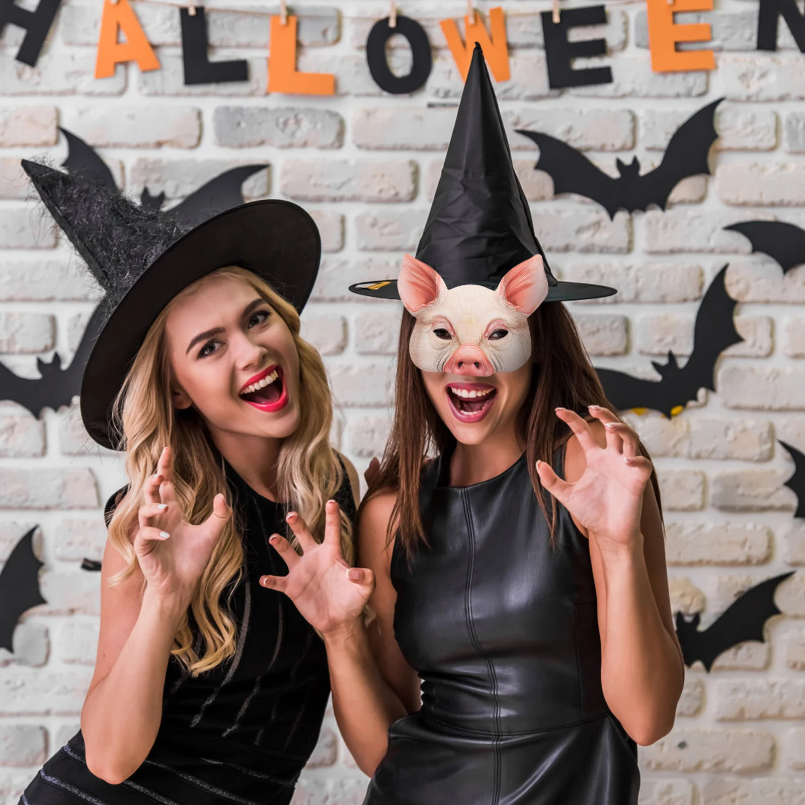 

Pink Pig Animal Mask Half Face Party Festival Wear Masquerade Ball Cosplay Costume Accessory Lightweight Comfortable