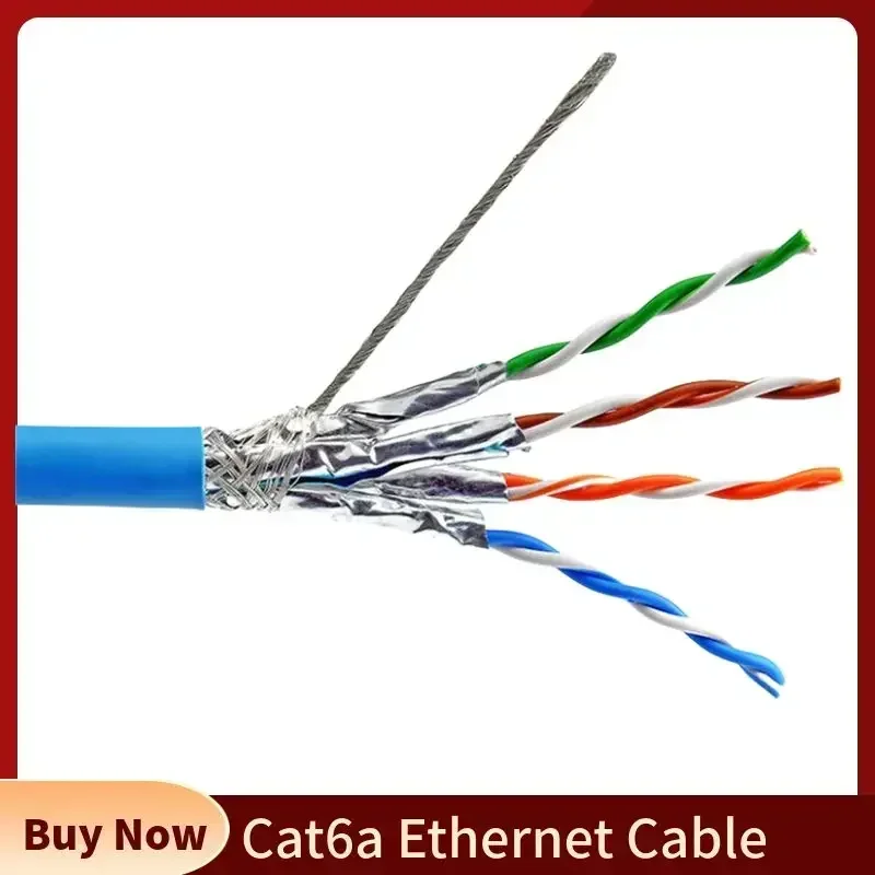 Cat6a 6A Ethernet Cables 30M 10m Networking Cabo RJ45 S FTP Installation Double Shield Copper 23AWG 0.57mm 10G Lan Wire