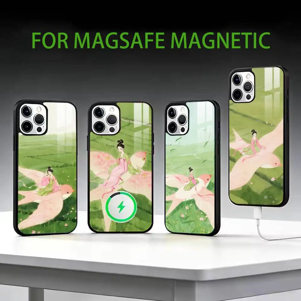 

Oriental Beauty Phone Case For iPhone17,16,15,14,13,12,11 Plus,Pro Max Magnetic For Magsafe Wireless Charging