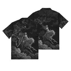 Gothic Shirt Demon Print Y2k Shirt Hawaiian Shirt Men/Women Unisex Beach Shirts Summer T-Shirt Streetwear Short Sleeve Shirt