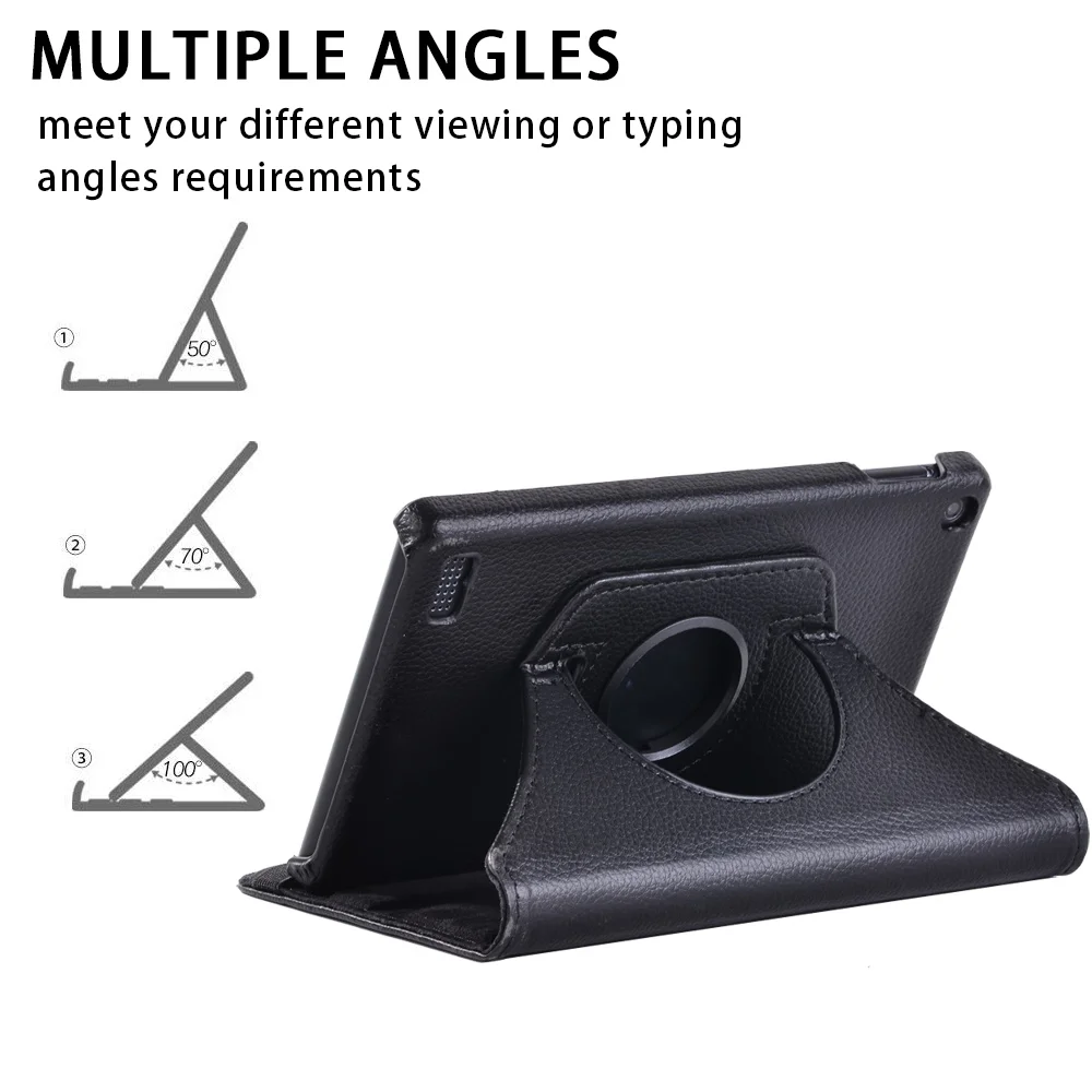 360 Degree Rotation Tablet Case for Fire 7 5th 7th 9th Gen Dust-proof Letter Print PU Leather Stand Protective Cover+Free Stylus