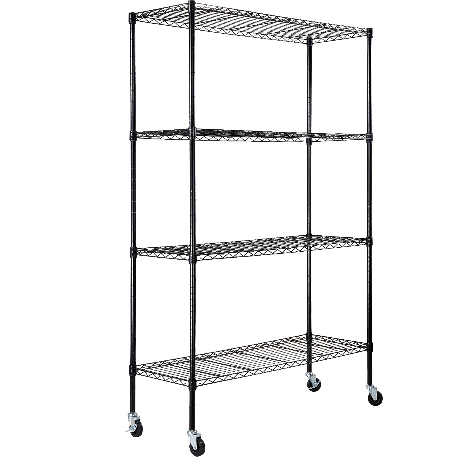 VEVOR Storage Shelving Unit with Wheels 4-Tier Adjustable 700 lbs Capacity Heavy Duty Metal Shelves for Kitchen/Pantry/Basement