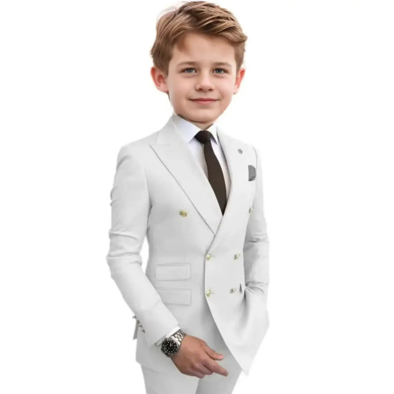 Suit For Boy Formal Slim Fit Boy's Suit Set Suits and pants Pointed collar Double-breasted ball performance Evening dresse