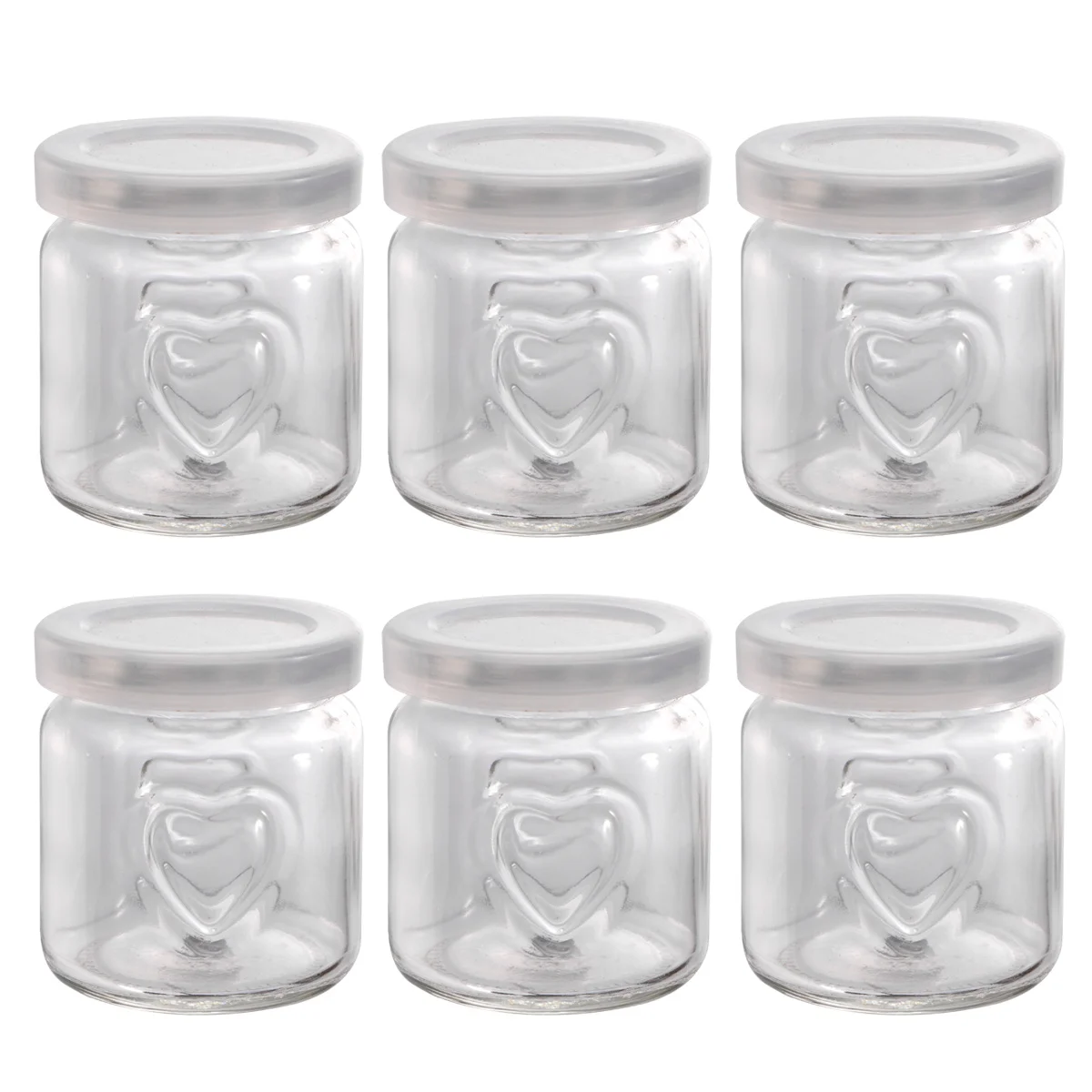 

10Sets 100Ml Glass Pudding Jars Double Hearts Design Thick Wall Durability Cute Milk Bottles for Snacks Spices Storage