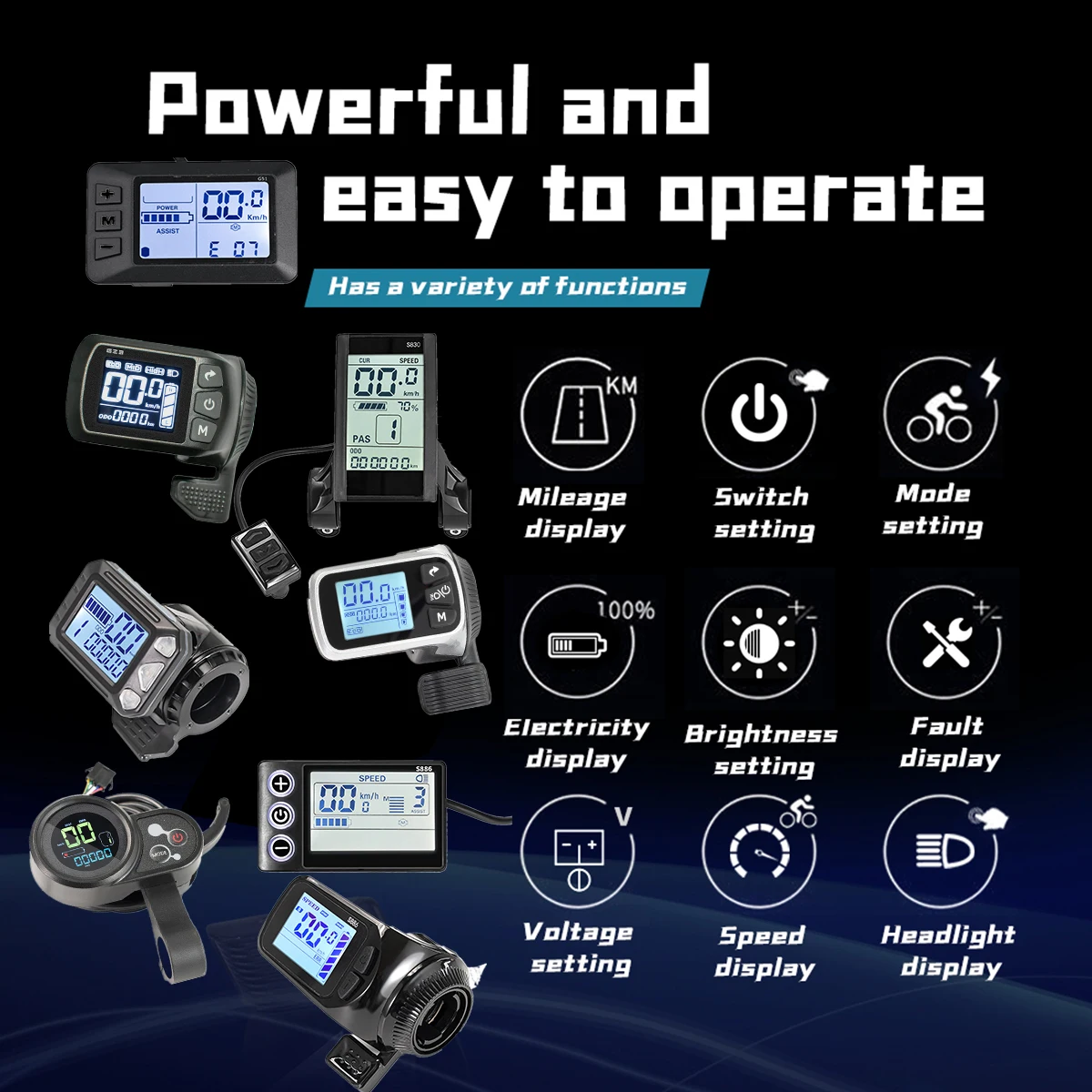 Display with Brushless Controller For Electric Bicycle E-Car E-Scooter 36V 48V 500W E-bike Accessories Parts S830 124DX S886 GZ3