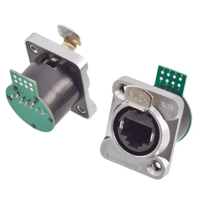 CAT6A RJ45 Ethernet Cable Connector 90/180° Industrial Grade Network Socket D-Type Panel 8P Mount Straight Right Angled Socket