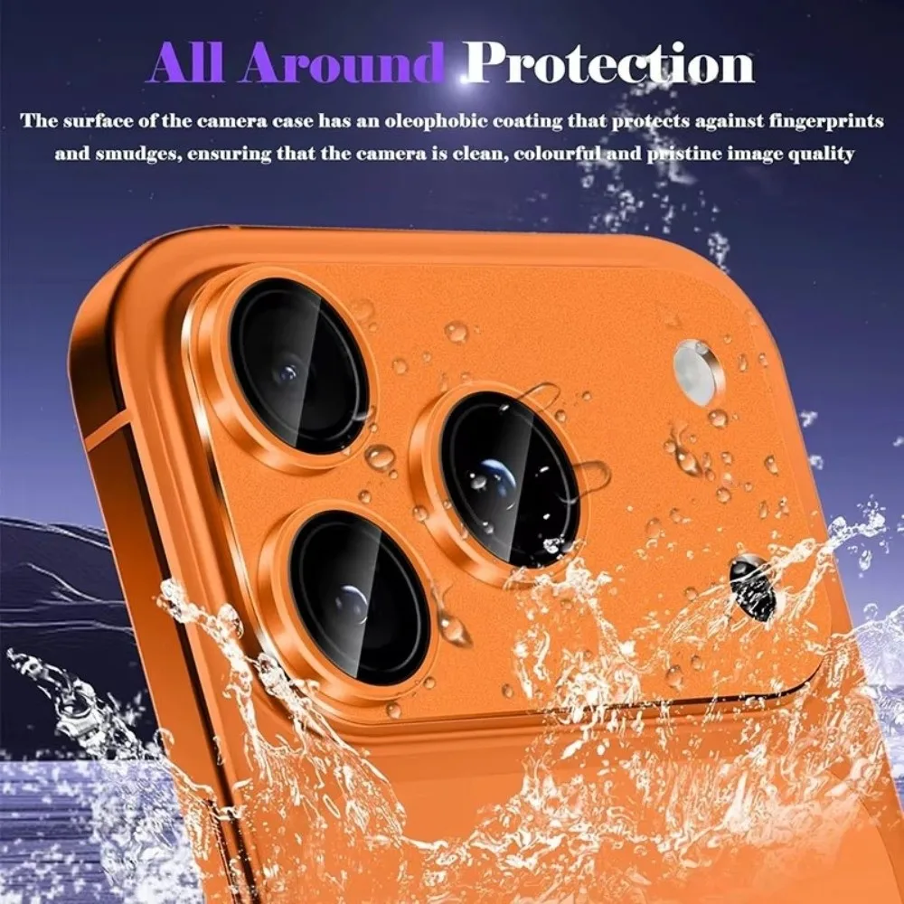 Protector de lente de vidrio templado de Metal, cubierta completa, película protectora de cámara trasera antiarañazos, naranja HD para iPhone 17Pro/17 Pro Max