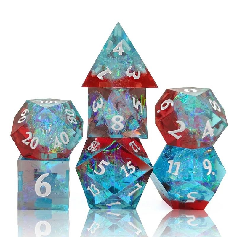 

New Upscale Resin Transparent Sharp Corner Dice Set D4 D6 D8 D10 D% D12 D20 Polyhedral Dice For Table Games Role Playing Game