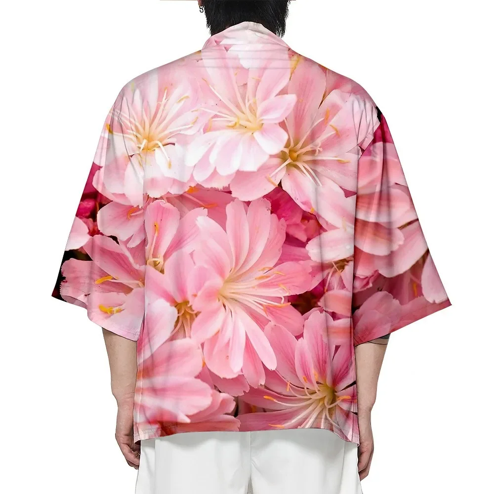 Fashion Floral Kimono Haori Yukata Streetwear Kimono Unisex Tops Beach Bathrobe Yukata Cosplay Japanese Robe Harajuku Clothes