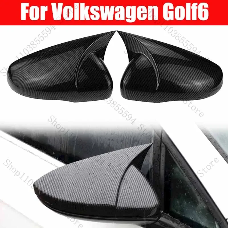 

Replacement Rearview Side Mirror Covers Cap For Volkswagen Golf6 Accessories Carbon Fiber Gloss