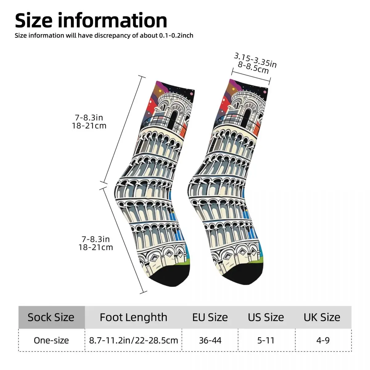 Leaning Tower Of Pisa Sock Printed Man Polyester