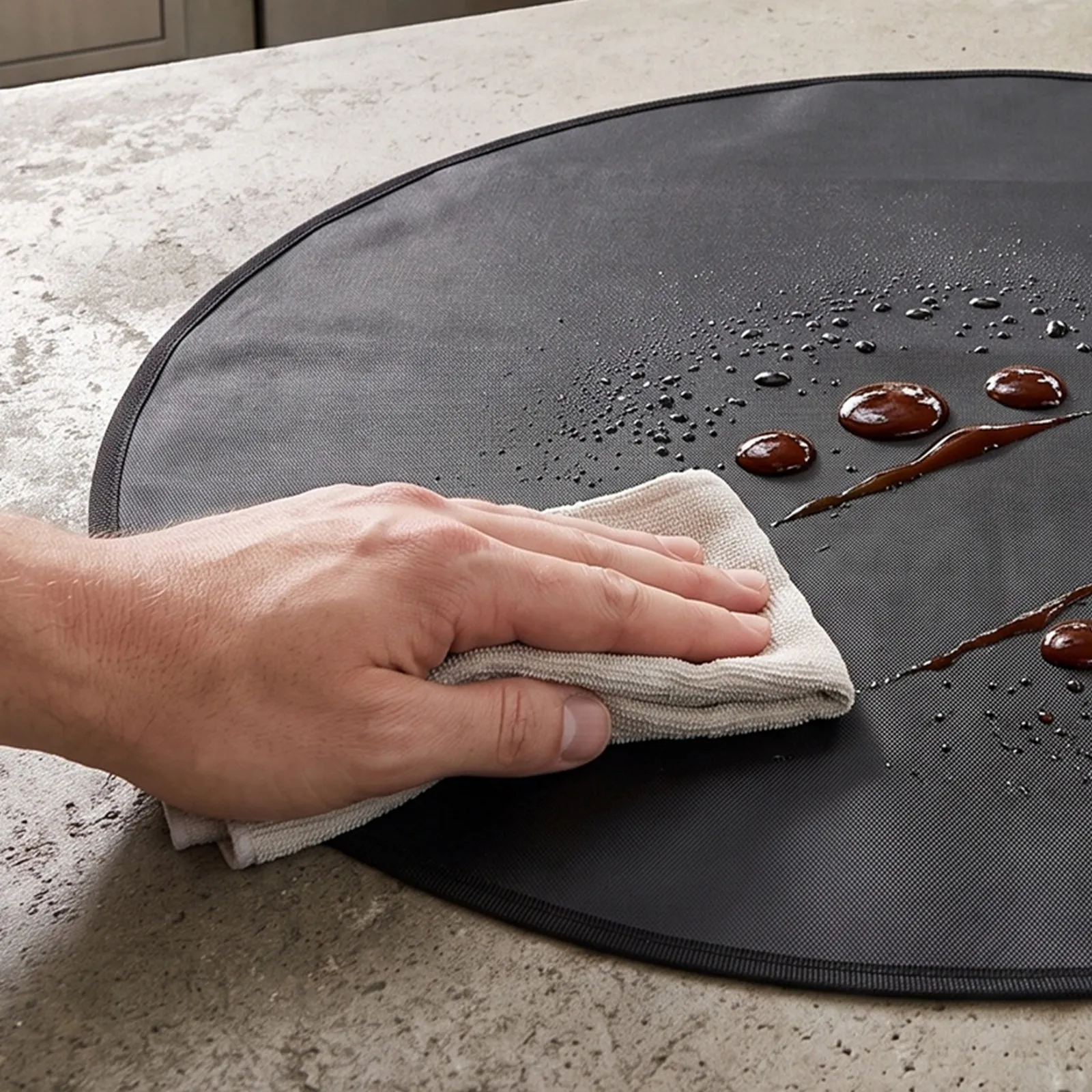 38 Inch Fireproof Grill Mat for Patio Round Double-Sided Heat Resistant Fire Pit Deck Pad Outdoor Bbq Floor Protector Cooking