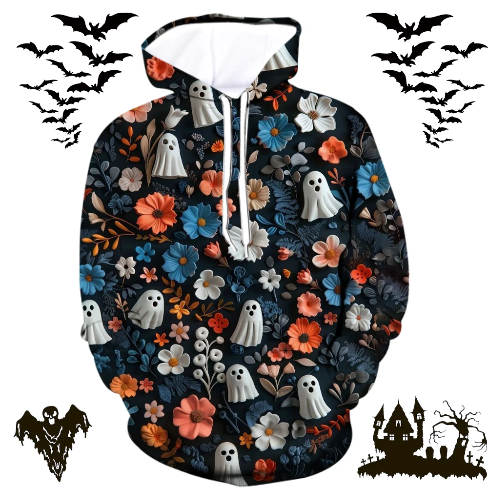 

3D Printed Skull Graphic Men's Sweatshirts Autumn Loose Casual Long Sleeved Pullover Halloween Elements Personality Unisex Tops