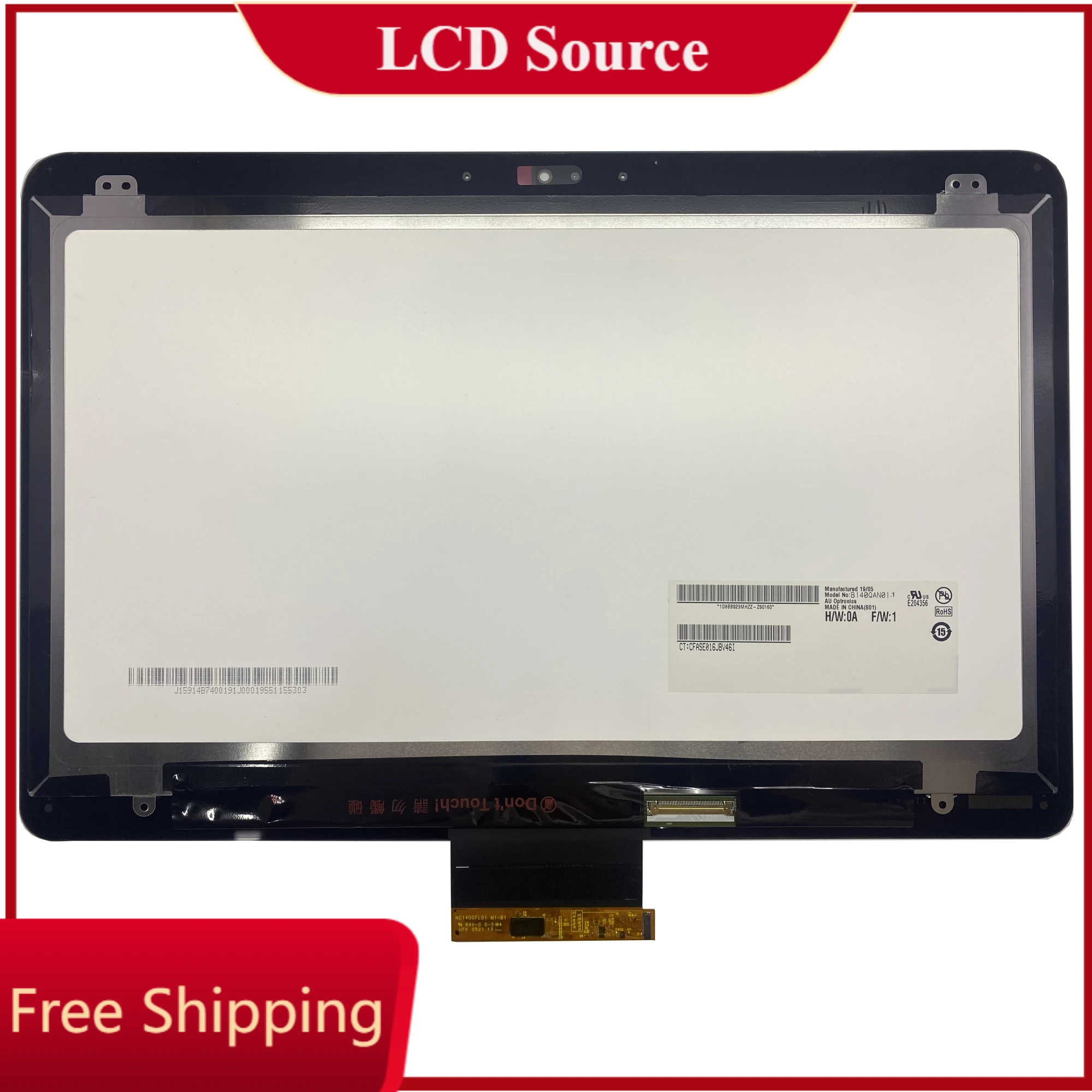 For HP B140QAN01.1 2560*1440 30pin Touch Panel 14.0''inch Laptop Lcd Screen Assembly