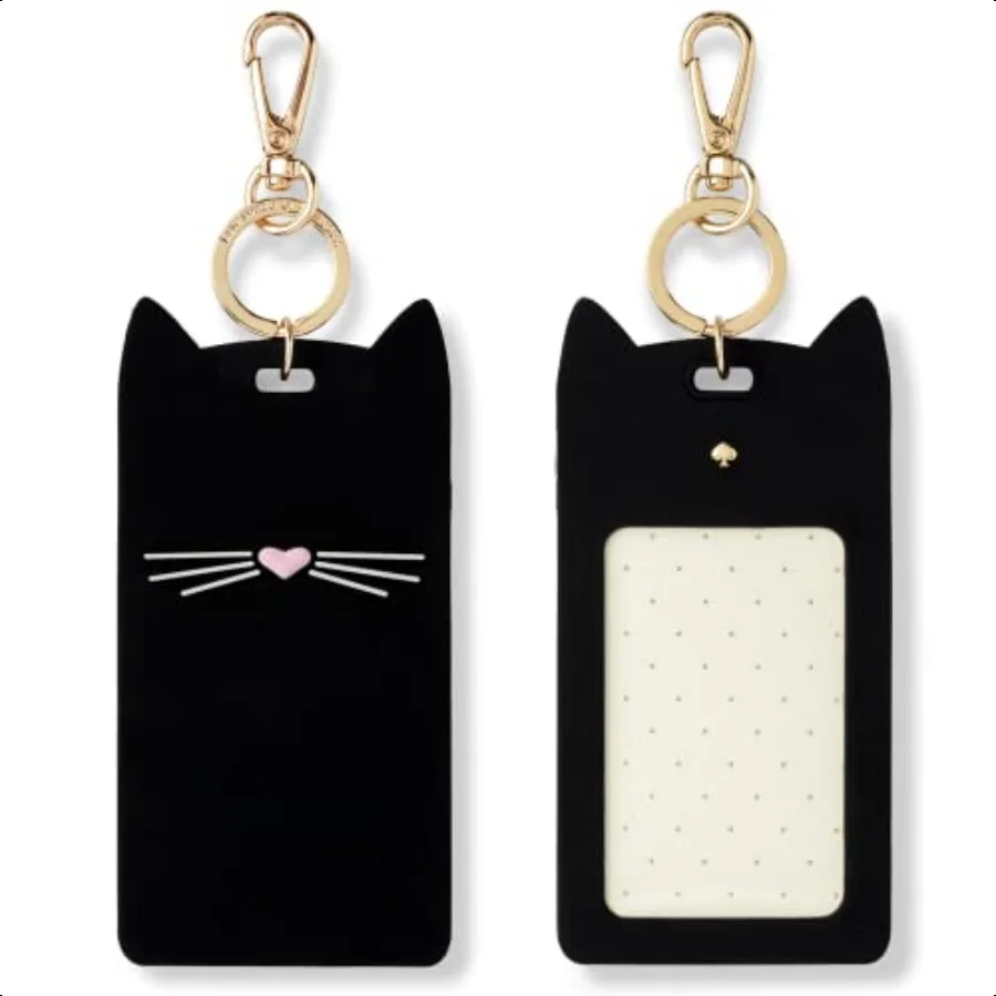 

ID Badge Clip Key Chain Silicone Keychain Accory Black Cat