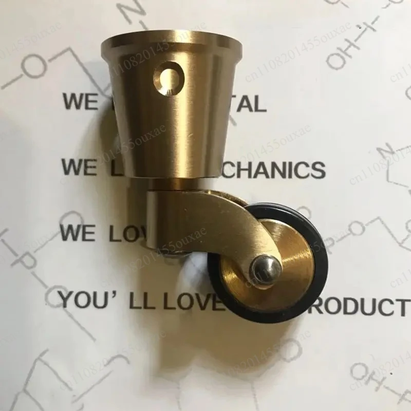 4PCS Vintage Brass Swivel Cup Casters 31mm OD with Black Rubber Ring Furniture Replacement Round Caster Wheels