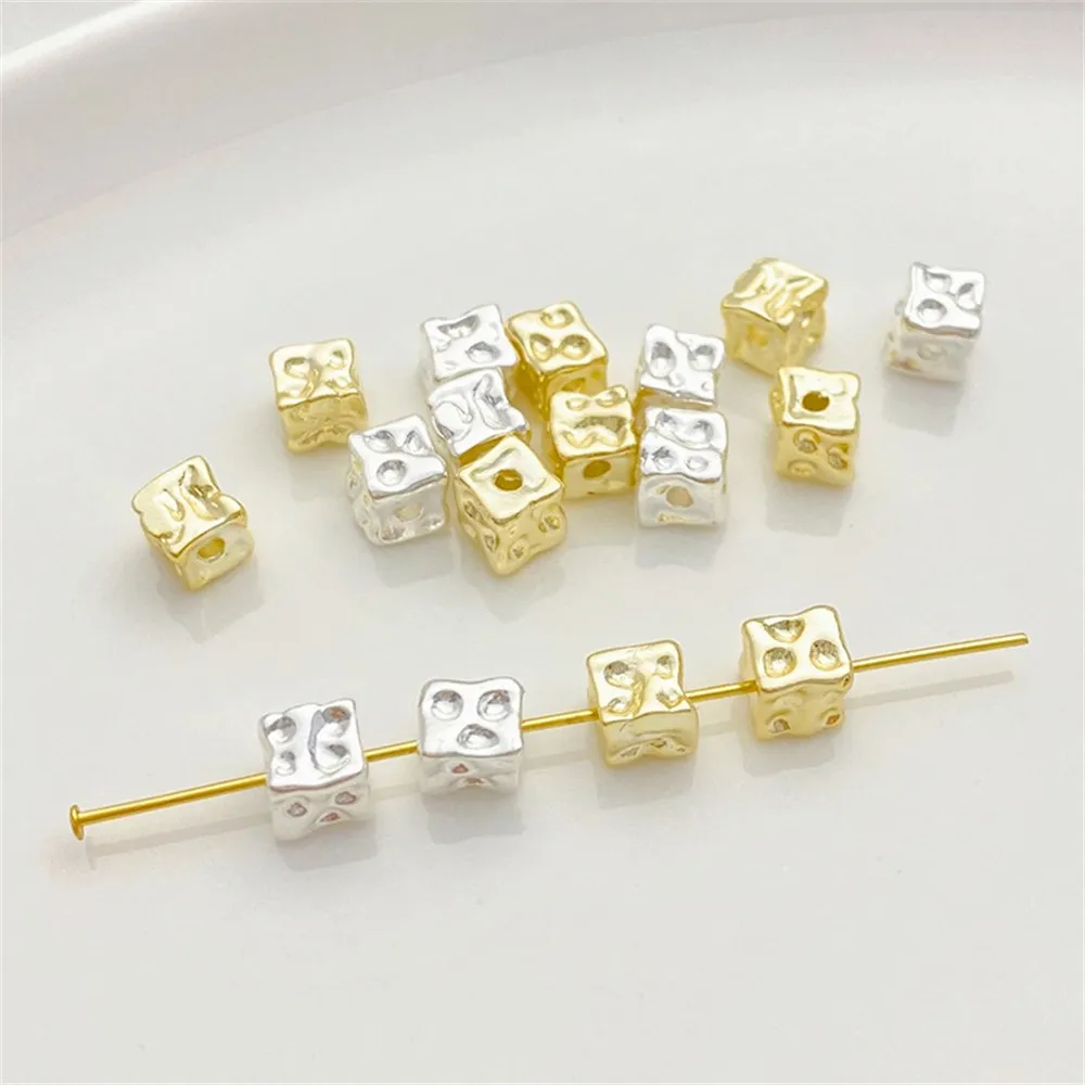 

14K Gold-wrapped Square Beads, Cheese Loose Beads, Handmade DIY Beaded Bracelets, Necklaces, Jewelry, Material Accessories