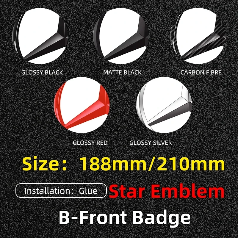 

1pcs 188mm 210mm ABS Car Front Grille Badge Emblem Covers Sticker for Mercedes Benz W204 W205 W212 W213 W177 W176 W117 X253 W247
