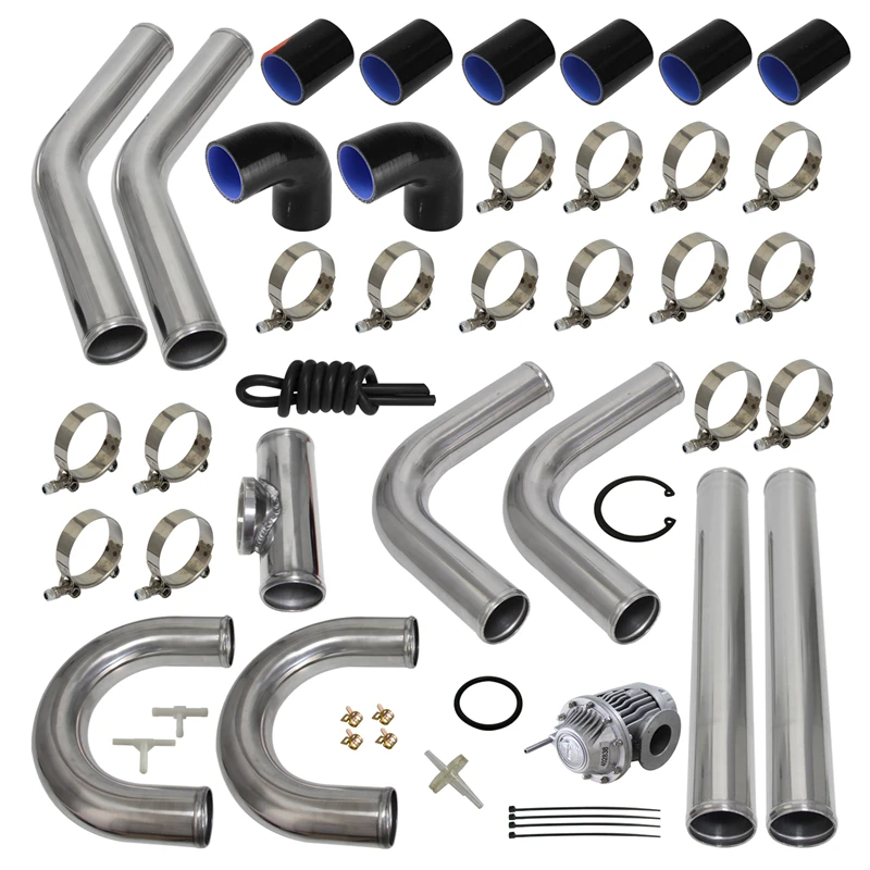 

2.25" 57mm Universal Intercooler Piping Kit + BOV Turbo Blow Off Valve Kit Black/Blue/Red