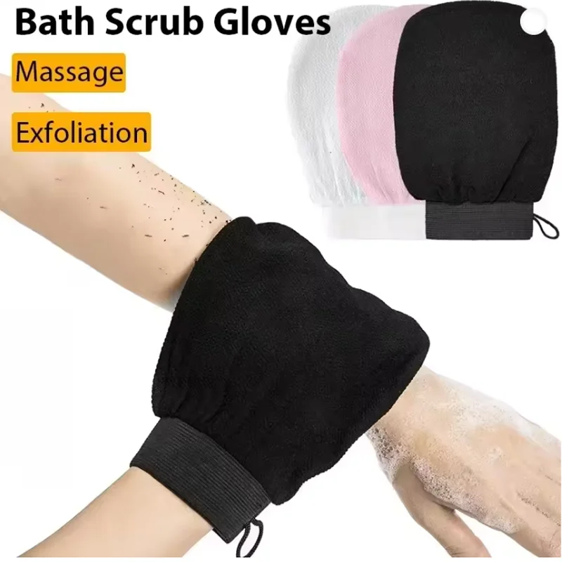 Black Bath Gloves Body Scrub Exfoliating Gloves Dead Skin Remover Shower Brush Facial Massage Deep Cleansing Towel Bathing Tool