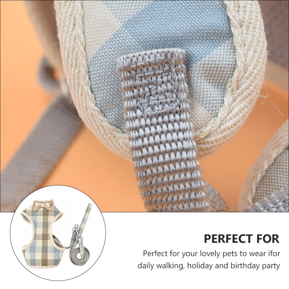 

Pet Dog Vest Leash Set Breathable Wear-Resistant Harness for Puppy Walking Outdoor Activities Plaid Style Pet Vest