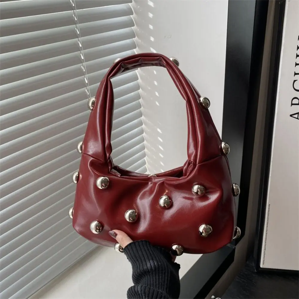 

Fashion Punk Style Rivet Shoulder Bag Cross Body Y2k Rivet Underarm Bag Street PU Leather Women's Handbag Girls