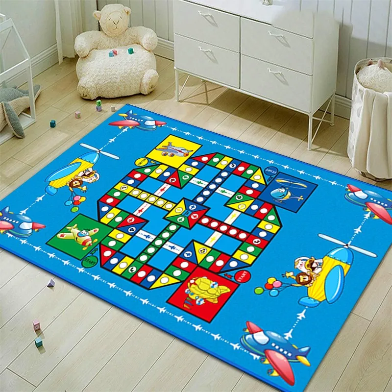 Cartoon Flying Chess Carpet Kid\'s Bedroom Crawling Soft Floor Mat Home Decor Rug Study Fun Road Traffic Car Track Playing Pads