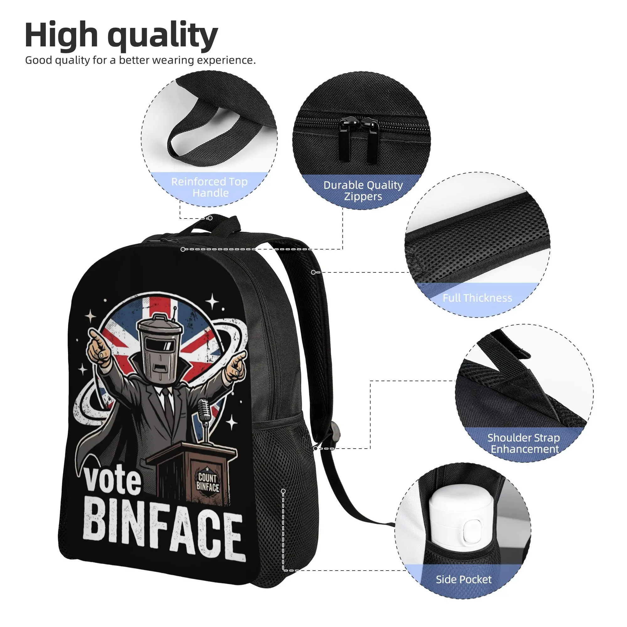 Count Binface Vote Count Binface Backpack for Men Women Teenage High School Daypack  Laptop Shoulder Bag Lightweight
