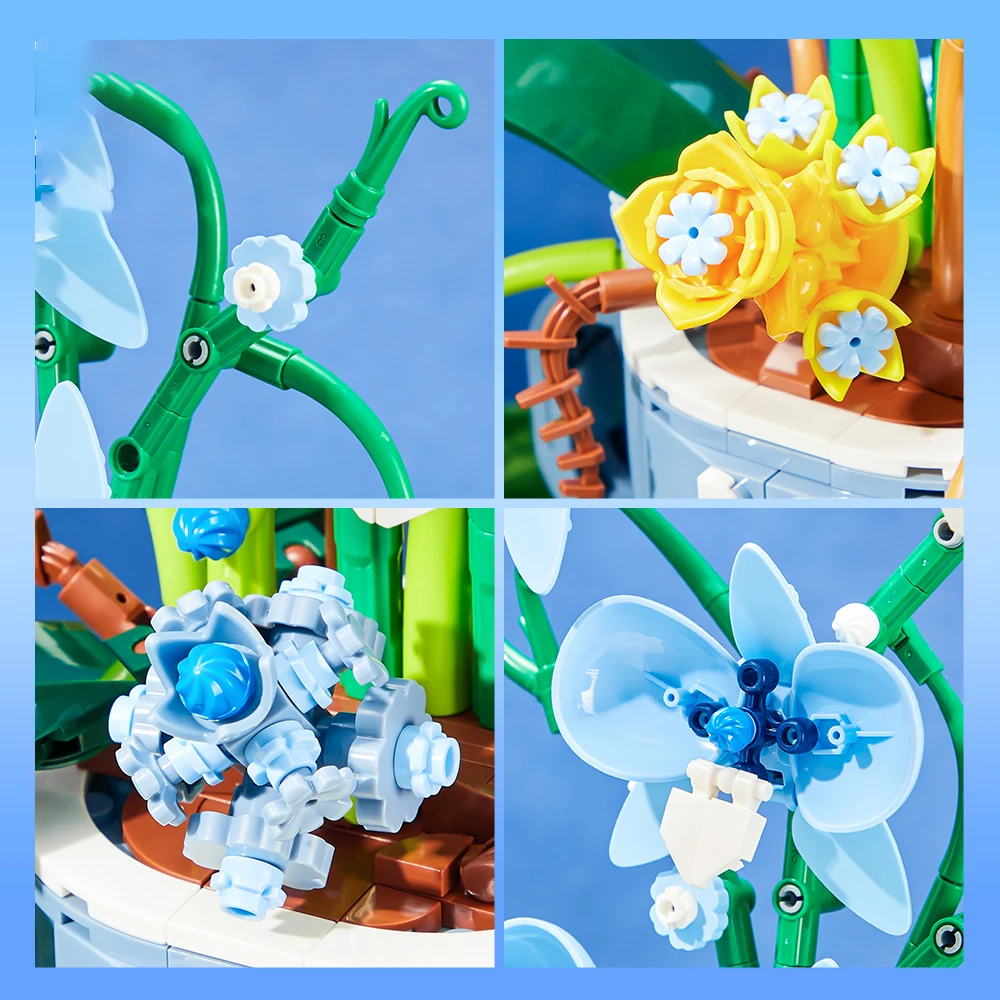 567PCS Potted Orchid MOC Building Blocks Small Particle DIY Botanical Model STEM Educational Home Decor Toy Kids Birthday Gift - view 6